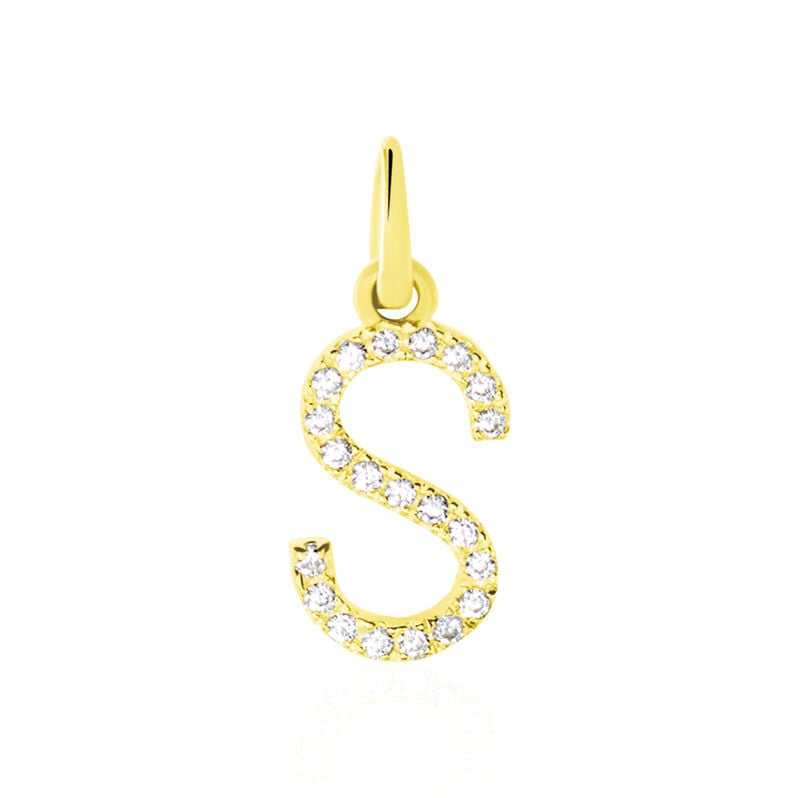 Anh&auml;nger Gold 375 Zirkonia Buchstabe S - Schmuckanh&auml;nger Familie | OROVIVO