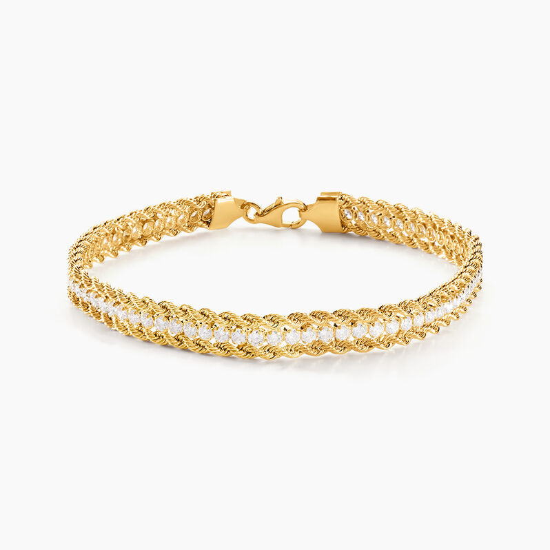Bracelet Jerry Maille Corde 3 Rangs 2 Or Bicolore Oxyde De Zirconium - Spannringe Damen | OROVIVO