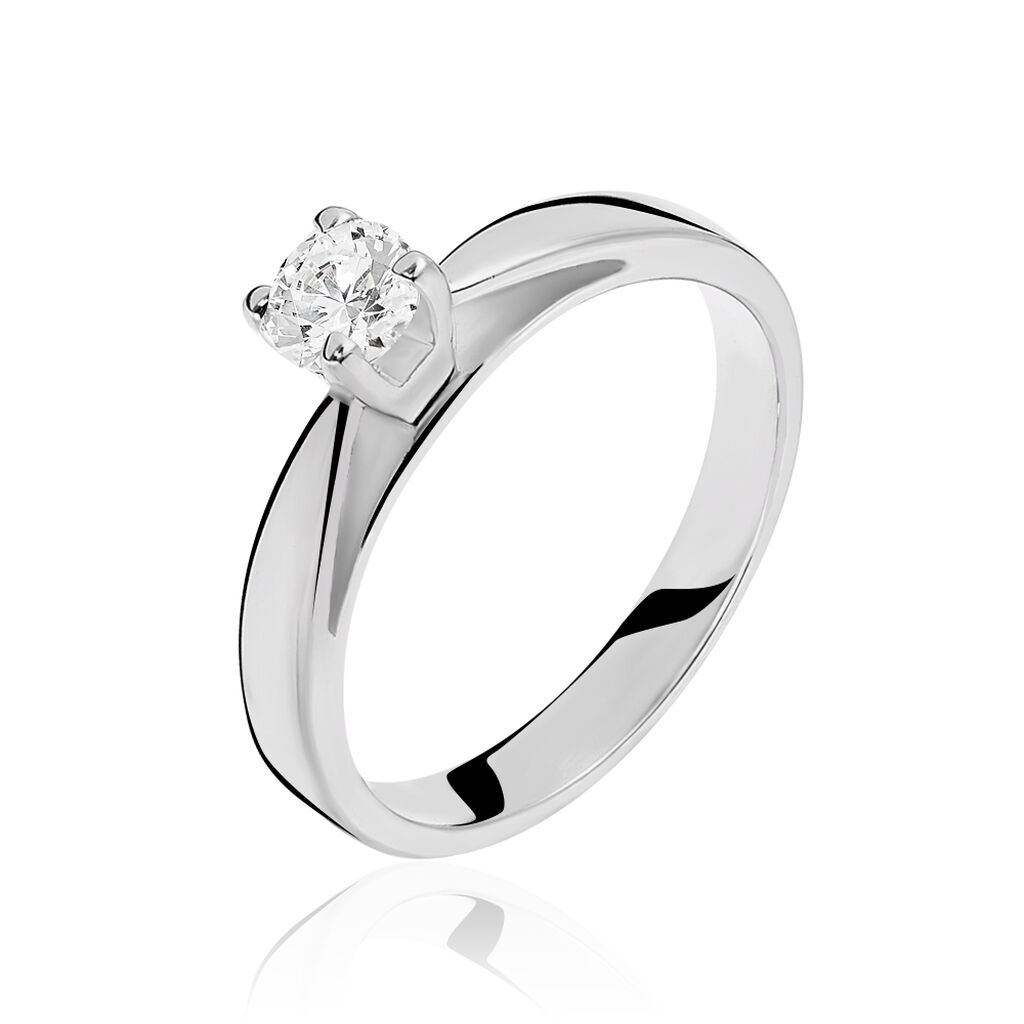 Bague Solitaire Loren Or Blanc Diamant - Spannringe Damen | OROVIVO