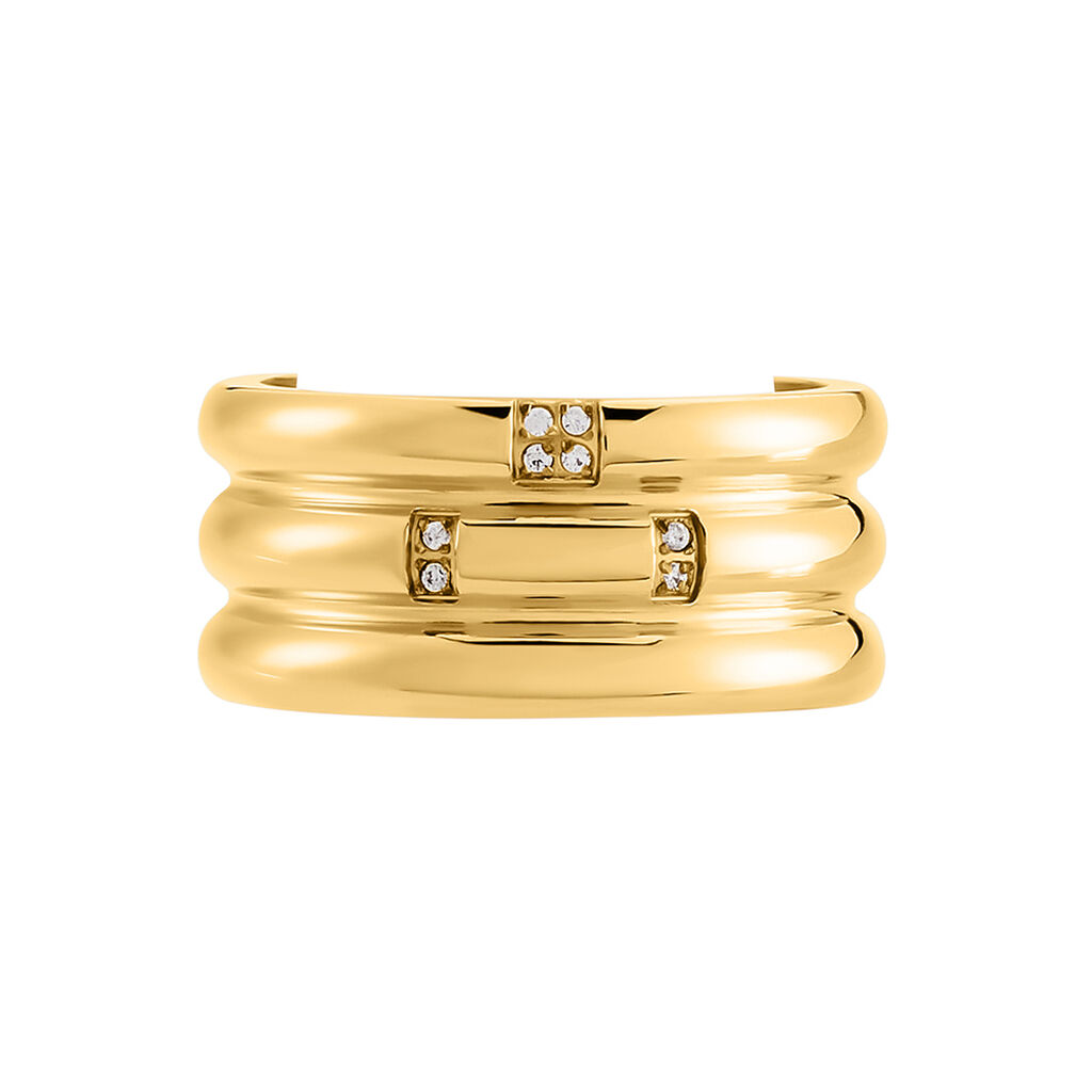 MELANI Damen Ring Edelstahl vergoldet Zirkonia Wei&szlig;