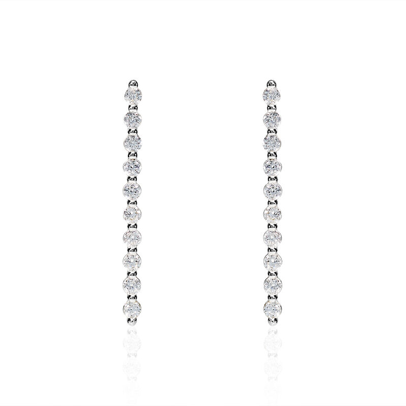 Boucles D'oreilles Puces Or Blanc Oxyde De Zirconium - Spannringe Damen | OROVIVO