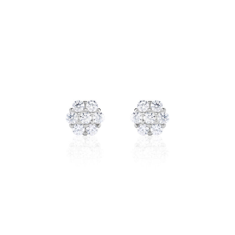 JAMILA Damen Ohrstecker Silber 925 Zirkonia Wei&szlig; Blume - Ohrstecker Damen | OROVIVO