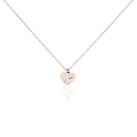 Damen Halskette Silber 925 Bicolor Buchstabe K - Herzketten  | OROVIVO