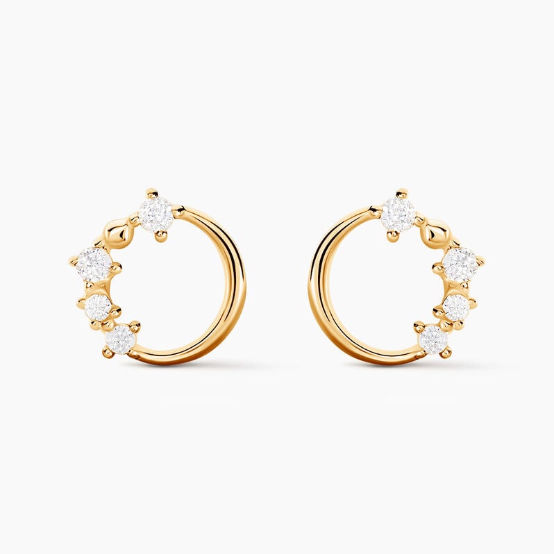 Boucles D'oreilles Puces Wenona Or Jaune Oxyde De Zirconium - Spannringe Damen | OROVIVO