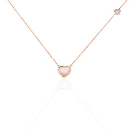 Damen Halskette Roségold 375 Diamanten 0,02ct Perlmutt Herz Pia - Herzketten Damen | OROVIVO