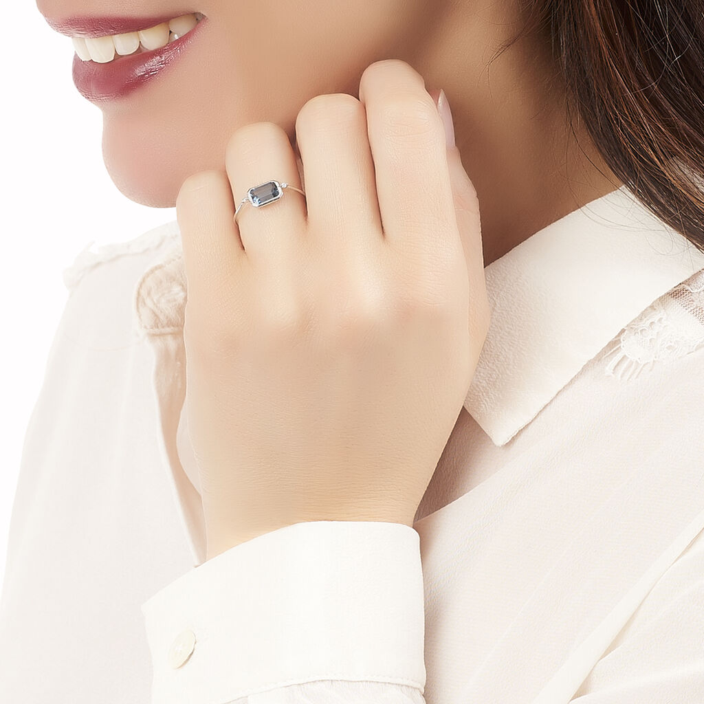 Bague Alwena Or Blanc Topaze Et Oxyde De Zirconium - Spannringe Damen | OROVIVO