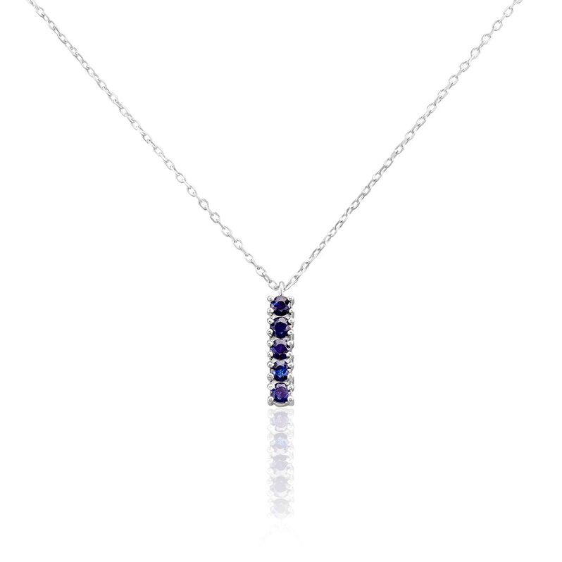 ANASTASIA Damen Kette Wei&szlig;gold 585 (14 Karat) Saphir Blau 0,28 ct - Halsketten Damen | OROVIVO