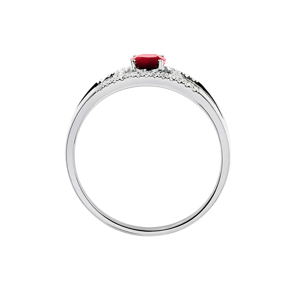 Bague Agathe Or Blanc Rubis Et Diamant - Spannringe Damen | OROVIVO