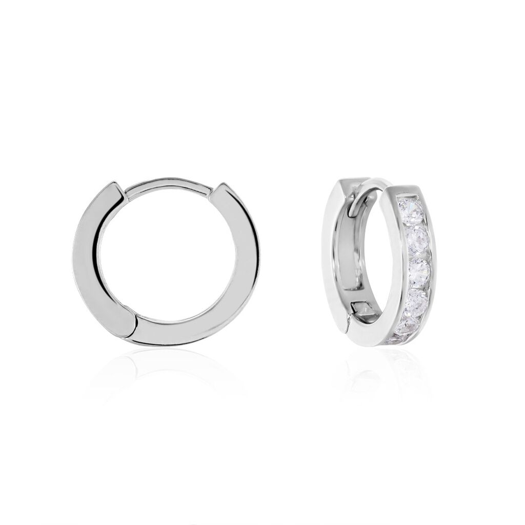Damen Creolen Silber 925 Zirkonia Weiß 0,83 ct, Creolen mit Stein