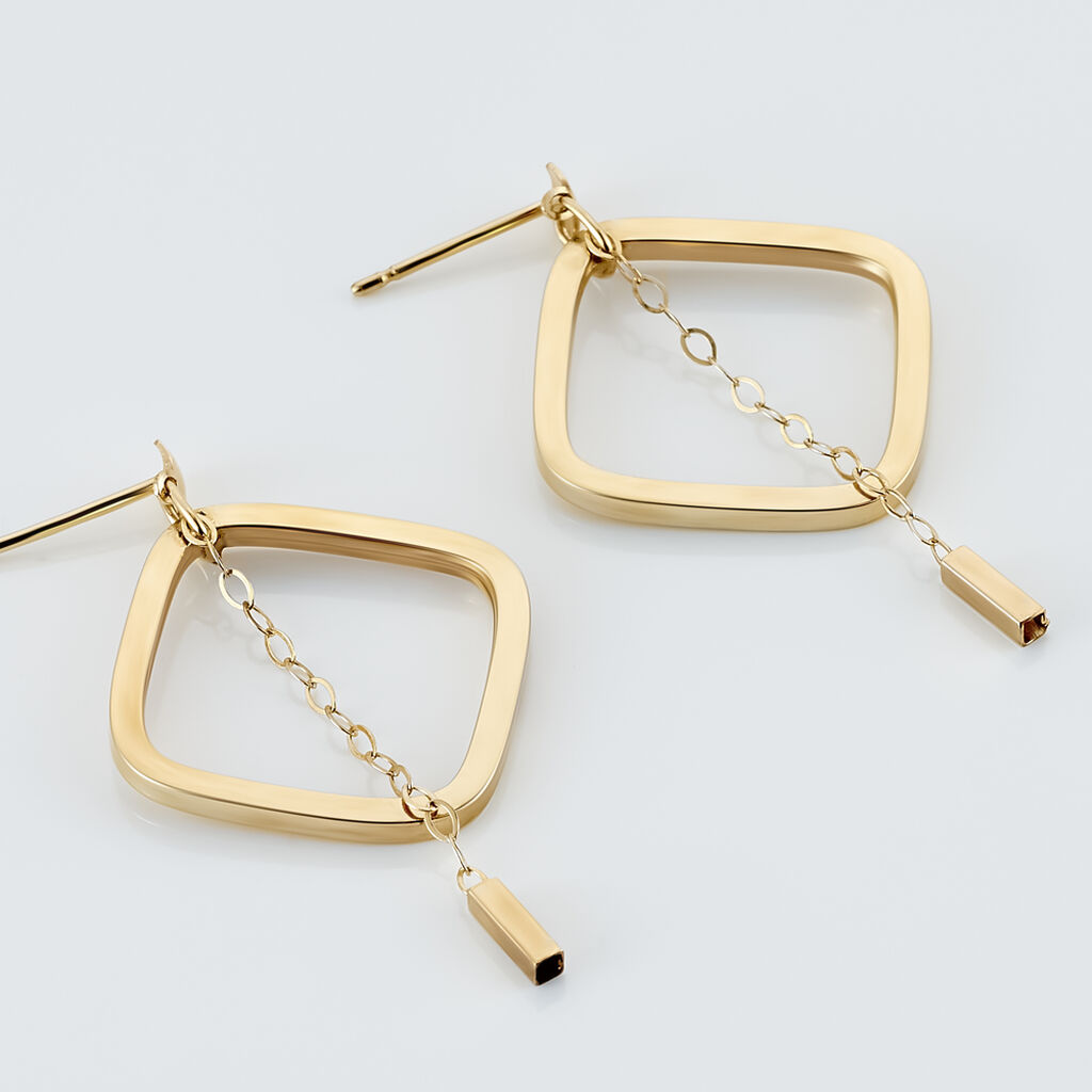 Creolen Gold Gelb Auria Viereckig - Spannringe Damen | OROVIVO