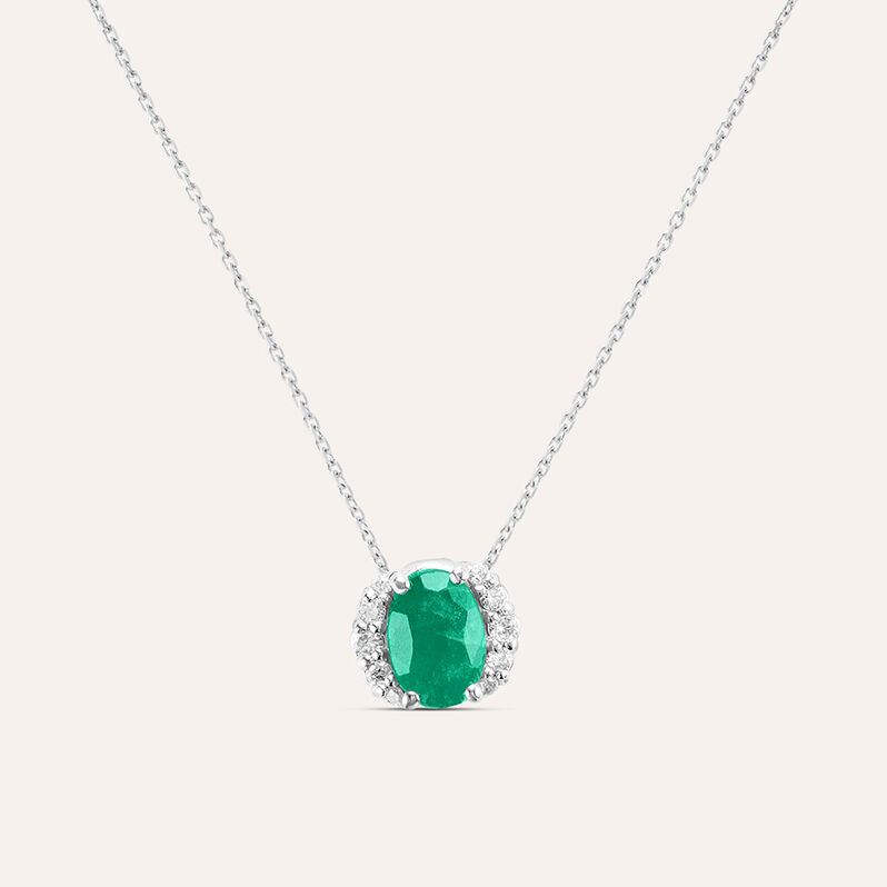 Collana Punto Luce Elizabeth Crown Oro Bianco Smeraldo Diamante - Spannringe Damen | OROVIVO
