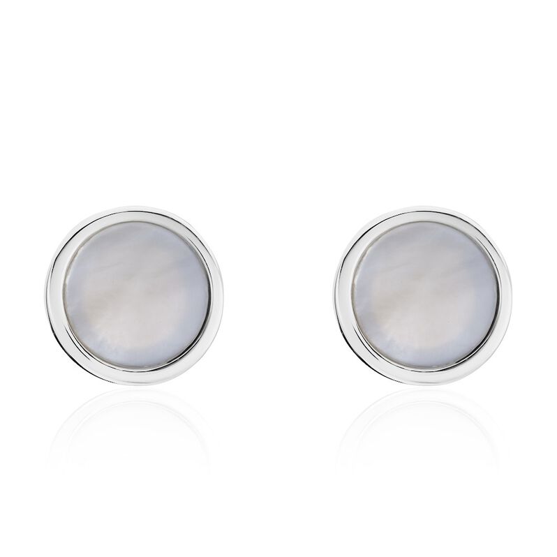 Boucles D'oreilles Puces Zea Argent Rhodié Nacre - Spannringe Damen | OROVIVO