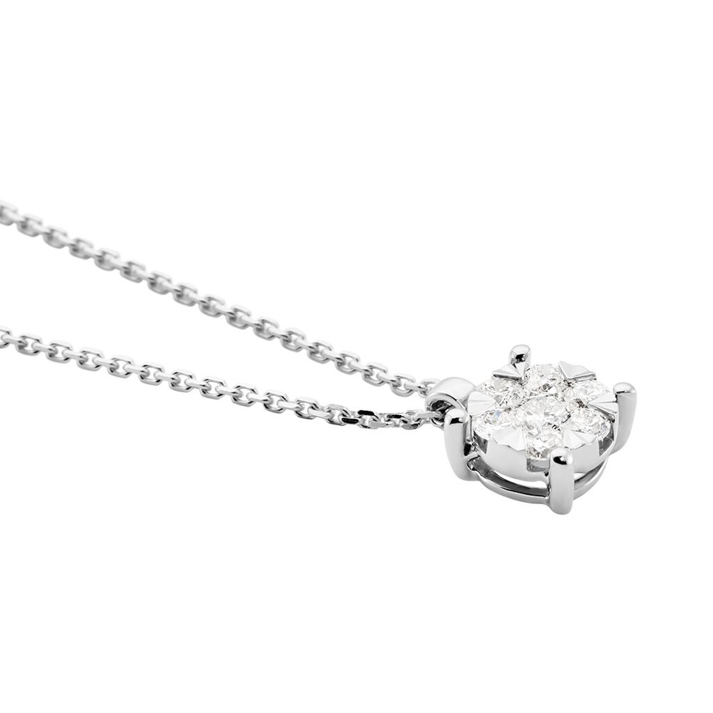 Damen Collier Weißgold 585 Rund Weiß Natur Petali 4,5cm - Halsketten Damen | OROVIVO