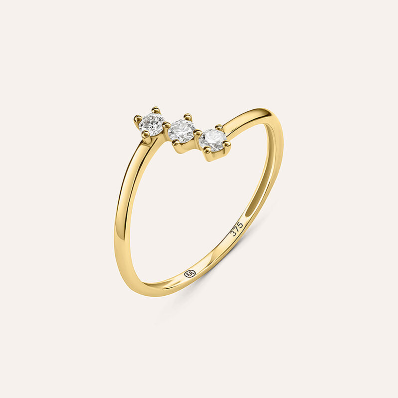 Anello Trilogy Diamade Glam Oro Giallo Diamante Lab-Grown - Spannringe Damen | OROVIVO