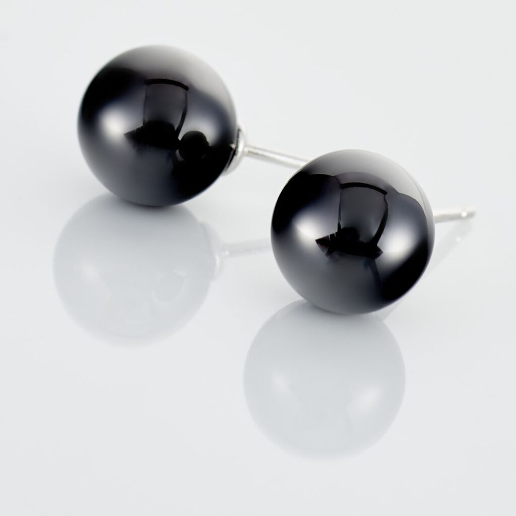 Boucles D'oreilles Puces Orbe Argent Blanc Céramique - Spannringe Damen | OROVIVO
