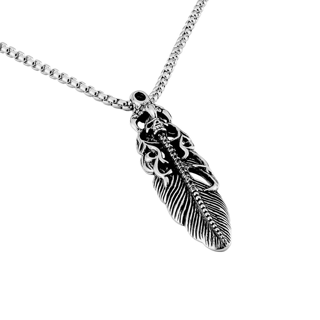 Herren Collier Edelstahl Synthetischer Stein Wei&szlig; 0,18 ct B 3 mm