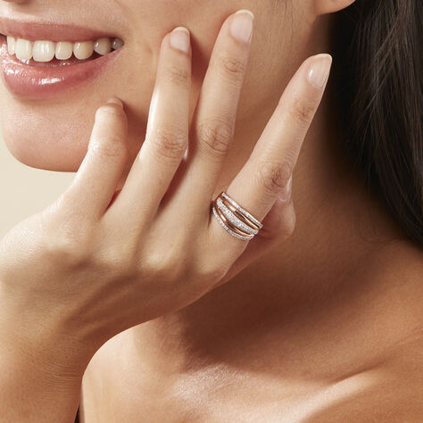 Damenring Gold 750 Bicolor Diamanten 0,327ct - Ringe mit Stein Damen | OROVIVO