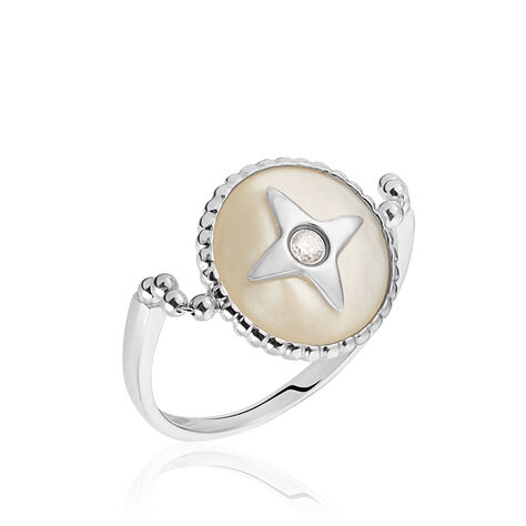 Damenring Weißgold 375 Zirkonia Perlmutt - Ringe mit Stein Damen | OROVIVO