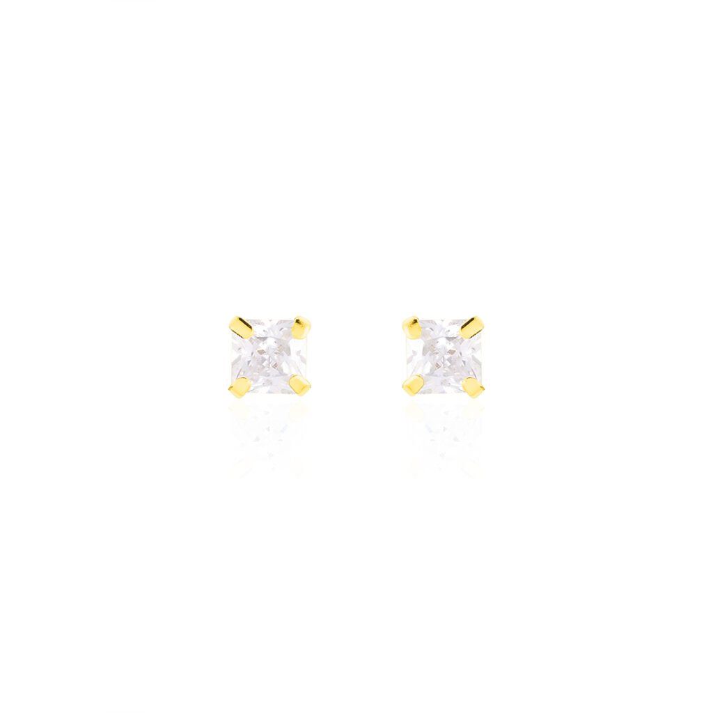 RAFAELA Damen Ohrstecker Gold 375 (9 Karat) Zirkonia Weiß 1,63 ct Viereck, Ohrstecker mit Stein