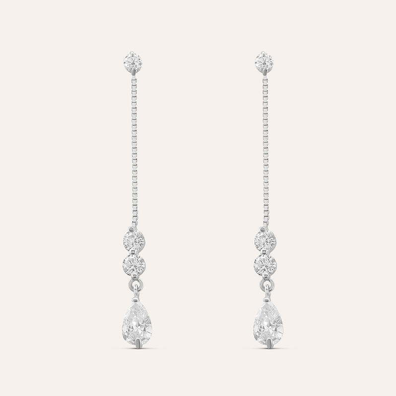 Orecchini Pendenti Claire Oro Bianco Cubic Zirconia - Spannringe Damen | OROVIVO