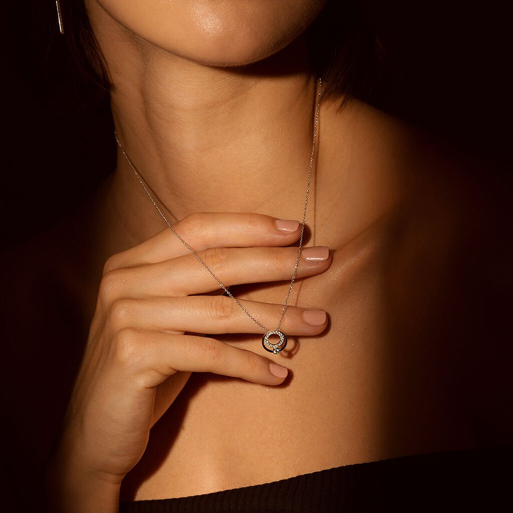 Damen Collier Weißgold 375 Zirkonia Kreis Laura - Halsketten Damen | OROVIVO