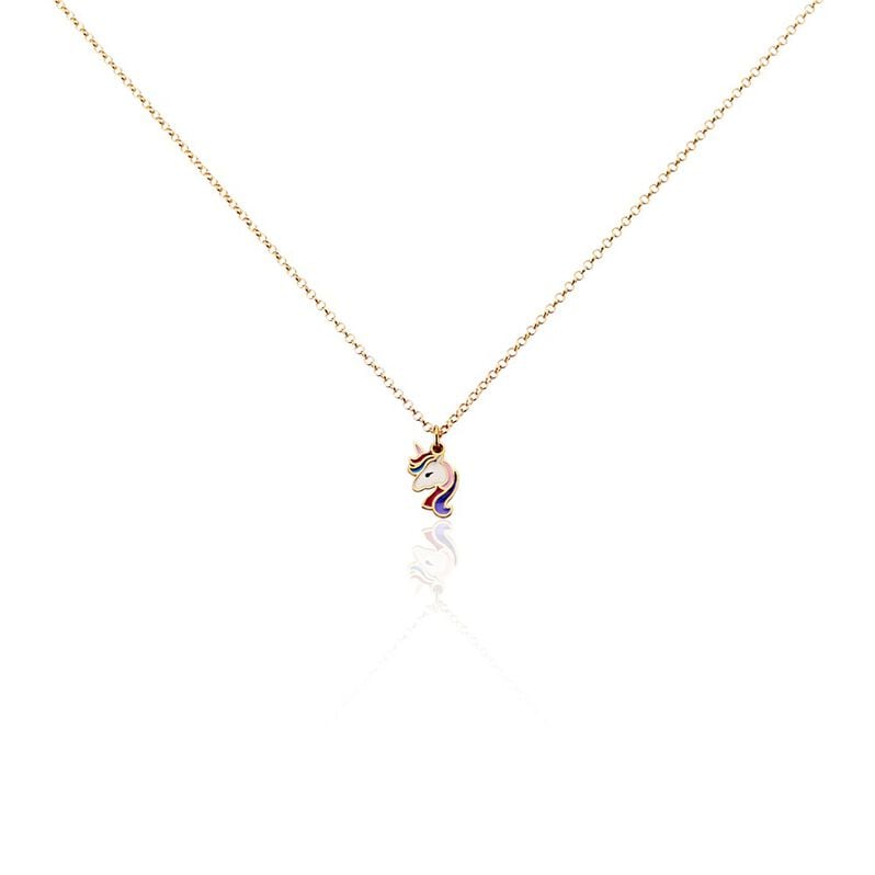 Candice 2 Kinder Collier Silber rosevergoldet 925 Einhorn B 18 mm - Halsketten Kinder | OROVIVO
