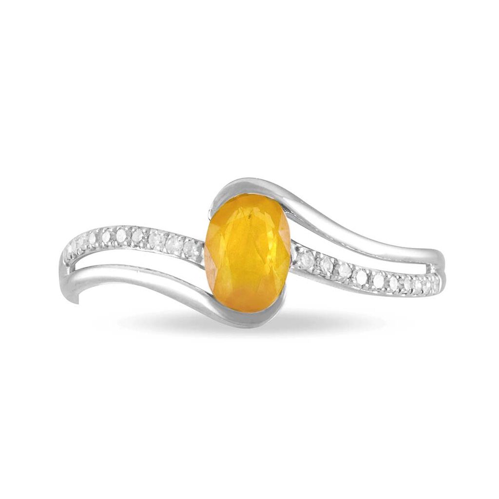 Bague Anja Or Blanc Citrine Et Diamant - Spannringe Damen | OROVIVO
