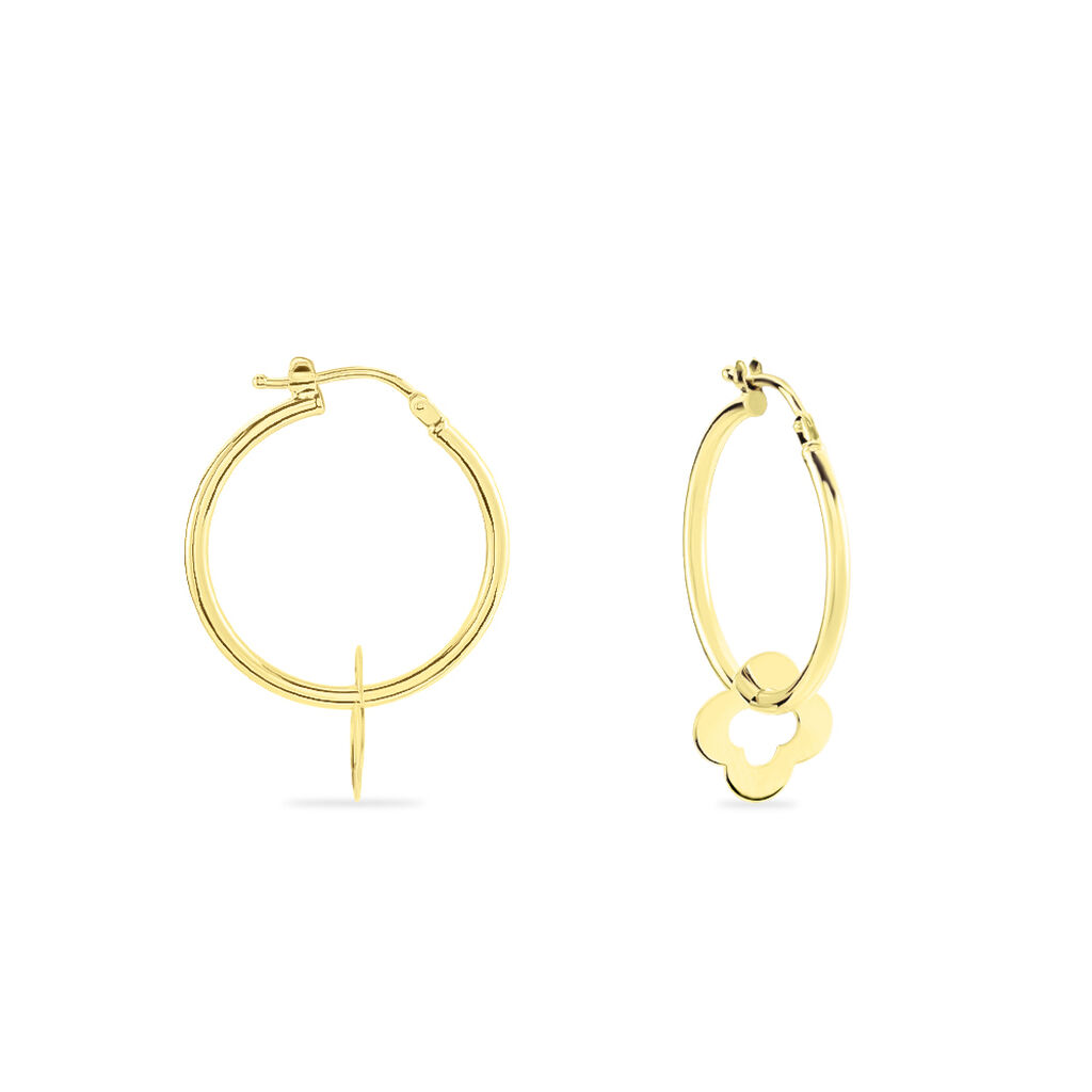 RINKA Damen Creolen Gold 375 (9 Karat) Talisman Kleeblatt B 2,5 mm