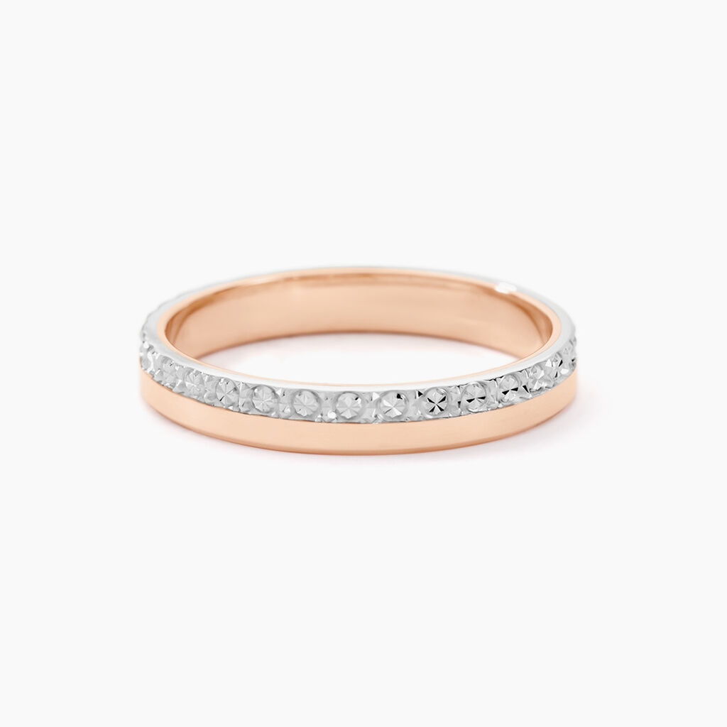 Alliance Fantaisie Diamantee Ruban Plat Or Bicolore - Spannringe Familie | OROVIVO