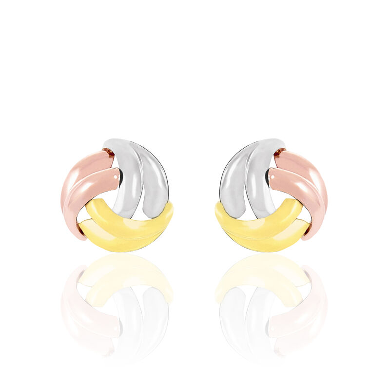 Boucles D'oreilles Puces Khelyssa Boules Or Tricolore - Spannringe Damen | OROVIVO