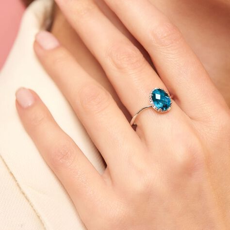 Damen Ring Weißgold 375 Topas Londonblau 2,5ct Oval Paga  - Solitärringe Damen | OROVIVO