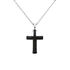 Herren Collier Edelstahl Bicolor Silber/Schwarz Religi&ouml;ses Kreuz B 3 mm