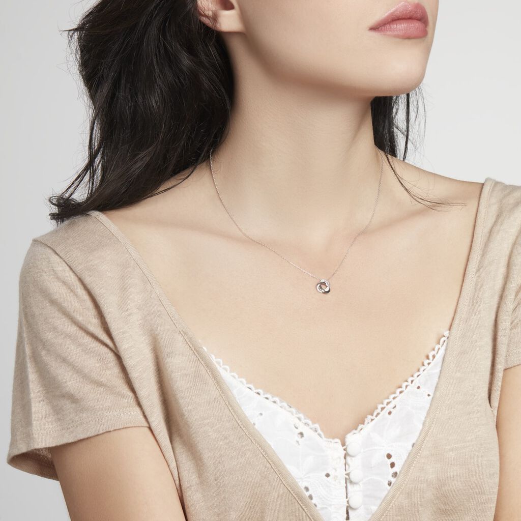 Collier Or Weiss Mastrona Forme Nid Pavage Diamants - Spannringe Damen | OROVIVO