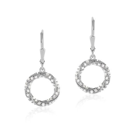 AMARA Damen Ohrringe Lang Silber 925 Andere Steine Wei&szlig; Spirale - Ohrringe mit Stein Damen | OROVIVO