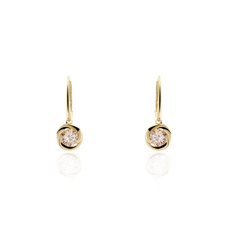 Damen Ohrringe Lang Silber vergoldet 925 Zirkonia Champagner Spirale Yellina  - Ohrhänger Damen | OROVIVO
