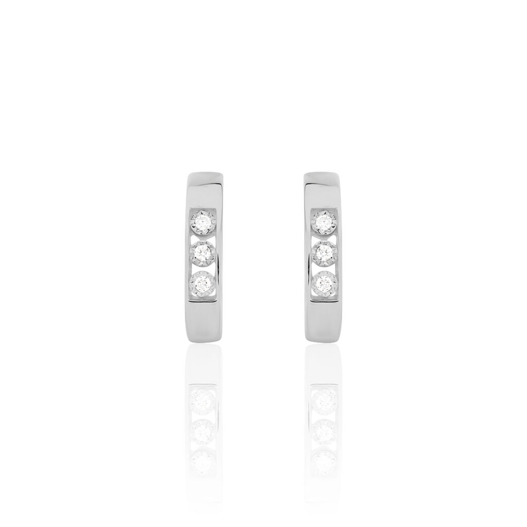 Damen Steckcreolen Weißgold 375 Diamanten 0,036ct  - Creolen Damen | OROVIVO