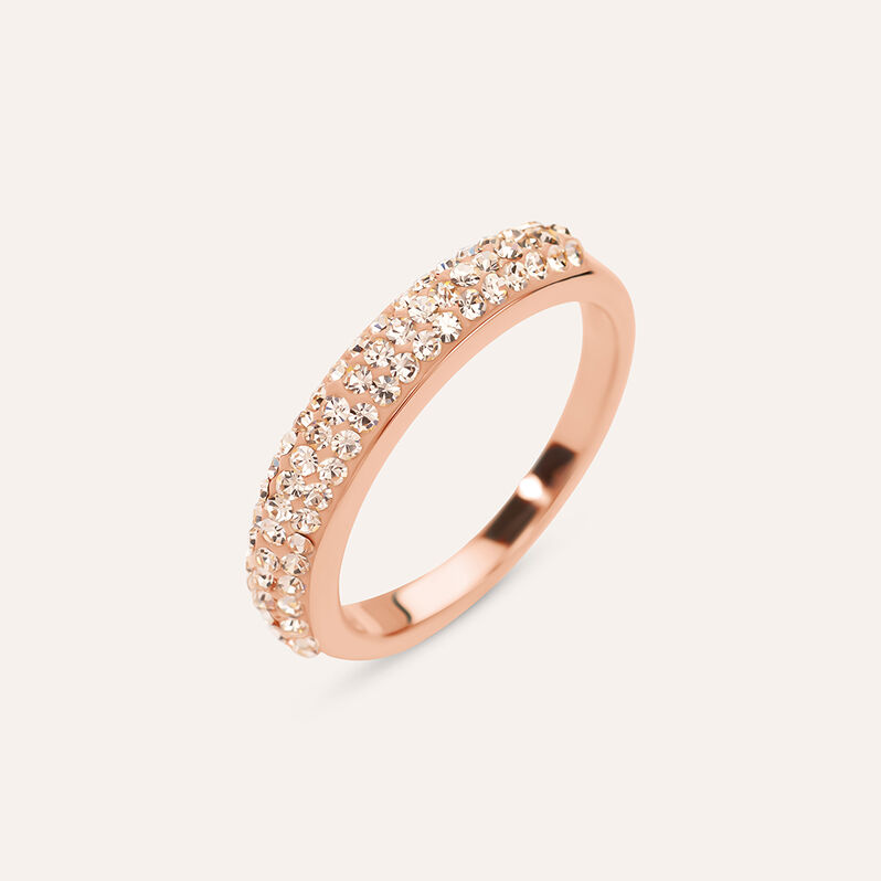 Anello Fascia Aura Acciaio Rosa Cristallo - Spannringe Damen | OROVIVO
