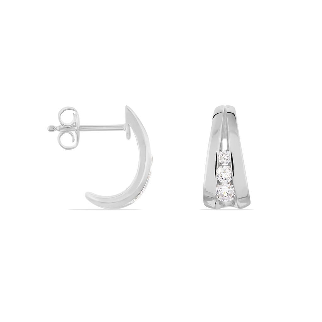 Damen Creolen Silber 925 Zirkonia Viereck 15,00mm  - Creolen Damen | OROVIVO