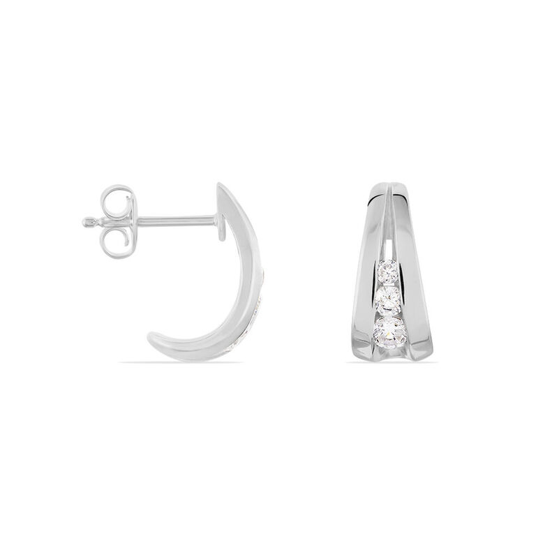 Damen Creolen Silber 925 Zirkonia Viereck 15,00mm  - Creolen Damen | OROVIVO