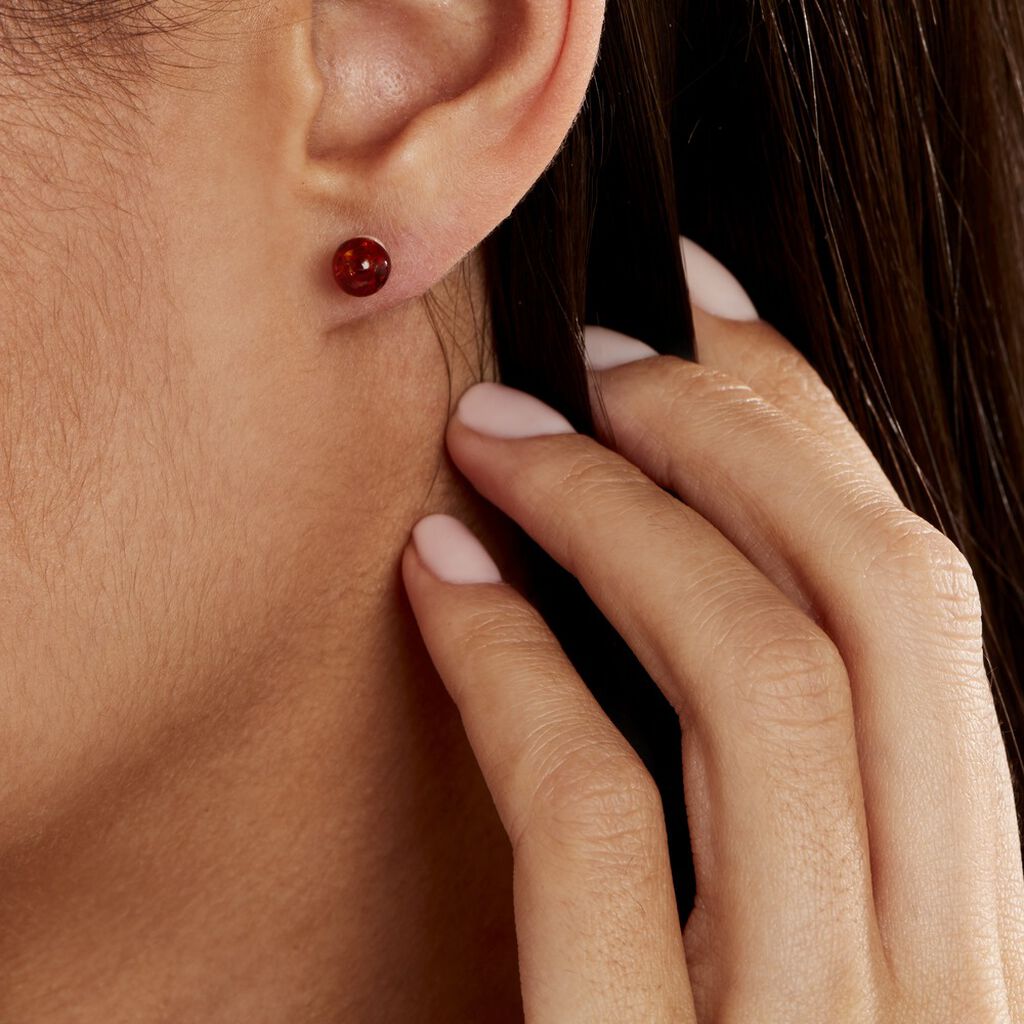 Boucles D'oreilles Puces Argent Et Ambre - Spannringe Damen | OROVIVO