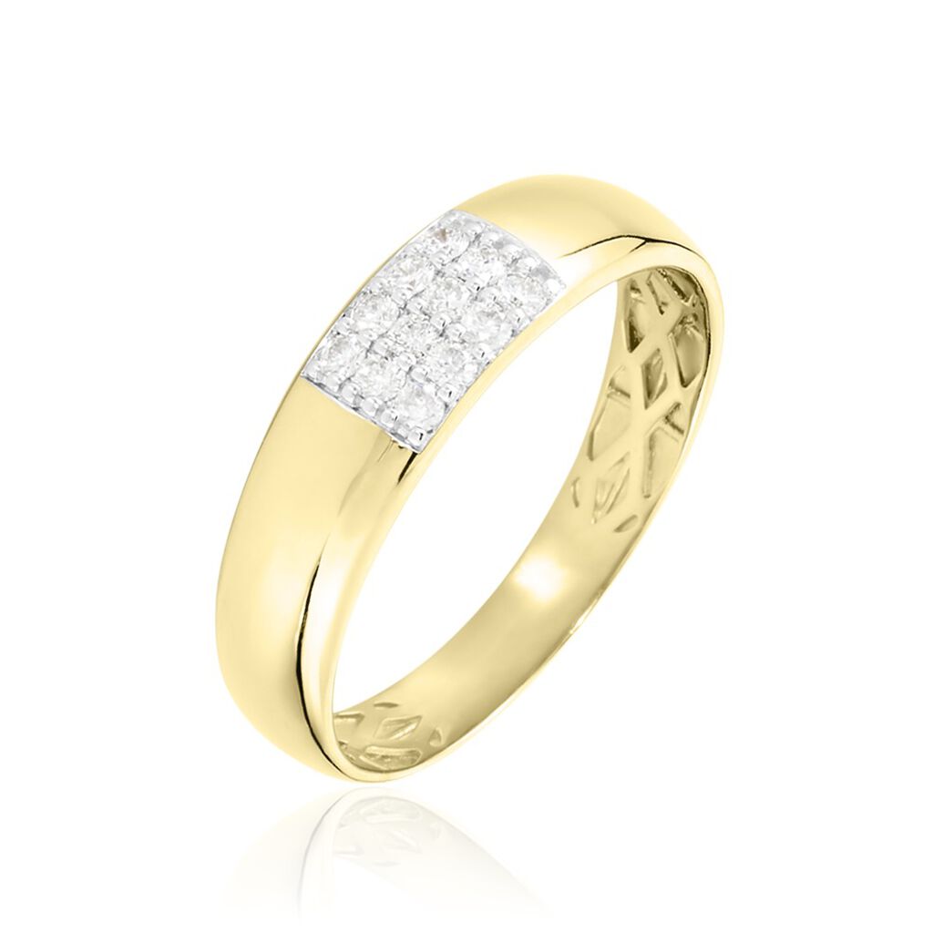 Damen Ring Gold 375 (9 Karat) Diamant Wei&szlig; 0,25 ct Rechteckig
