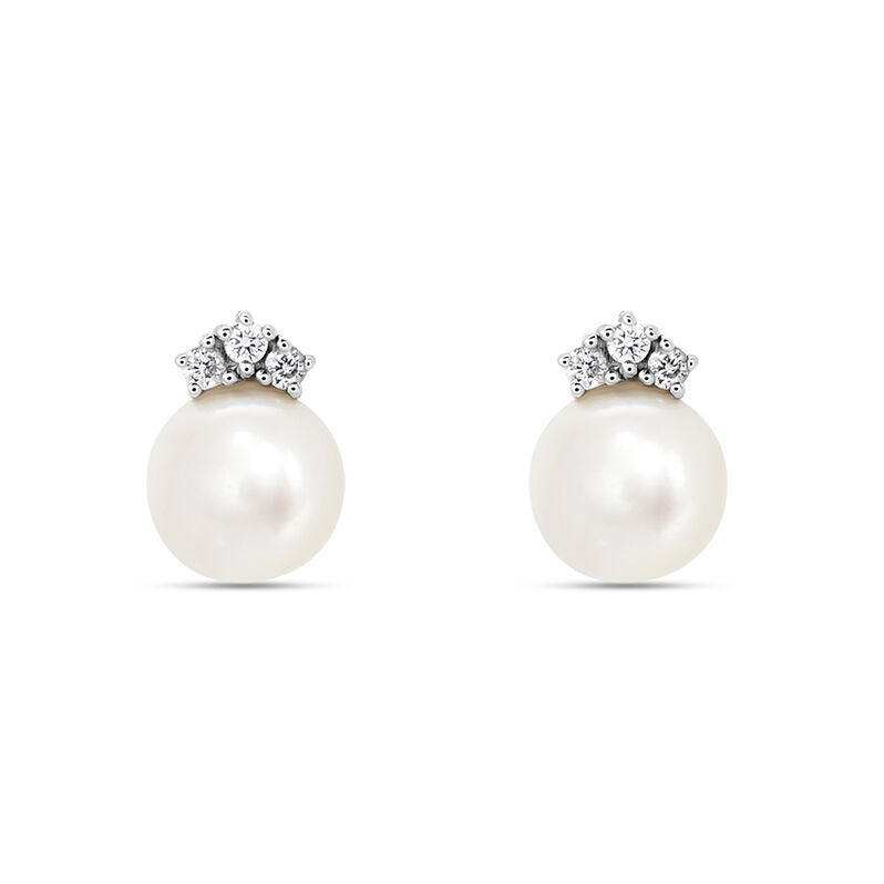 Orecchini Lobo Gabrielle Precious Oro Bianco Perla D'Acqua Dolce Diamante - Spannringe Damen | OROVIVO