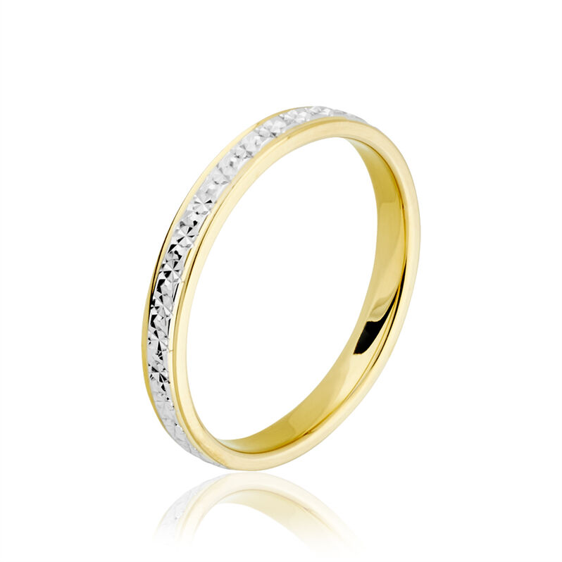 Alliance Grain De Folie Diamantee Ruban Plat Or Bicolore - Spannringe Unisex | OROVIVO
