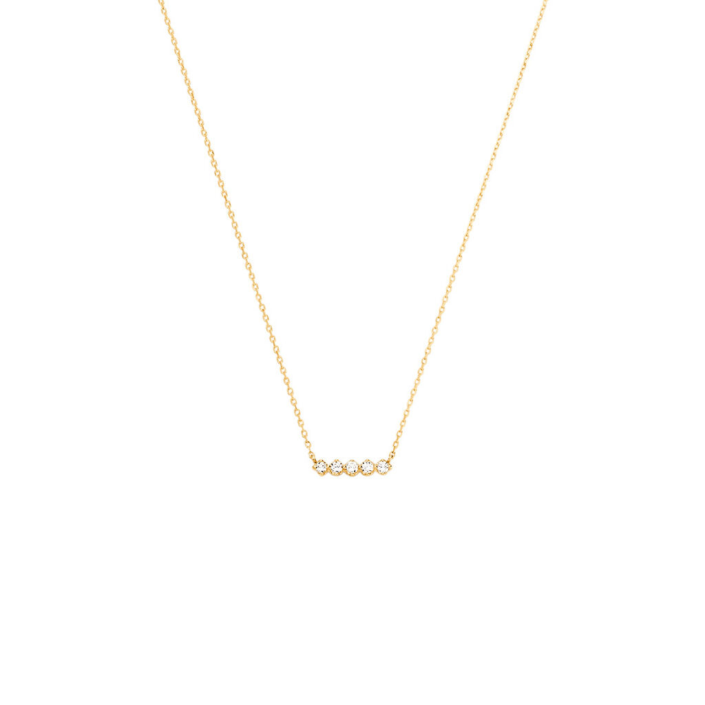Thumbnail - ZYLA Damen Collier Gold 375 (9 Karat) Synthetischer Diamant Weiß 0,1 ct, Collier mit Stein