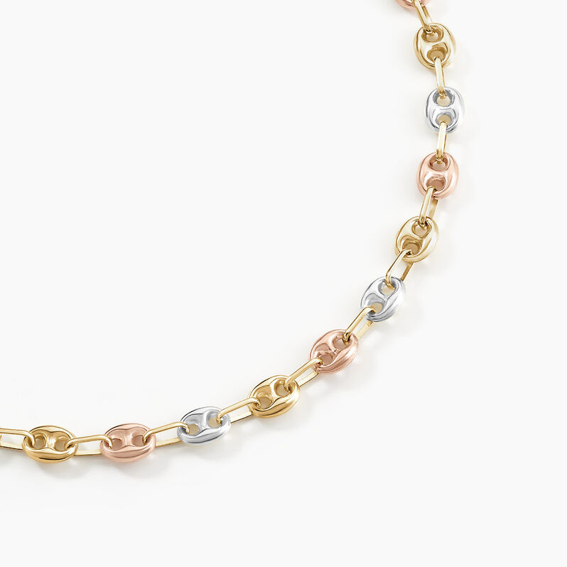 Collier Dami Maille Grain De Cafe Or Tricolore - Spannringe Herren | OROVIVO