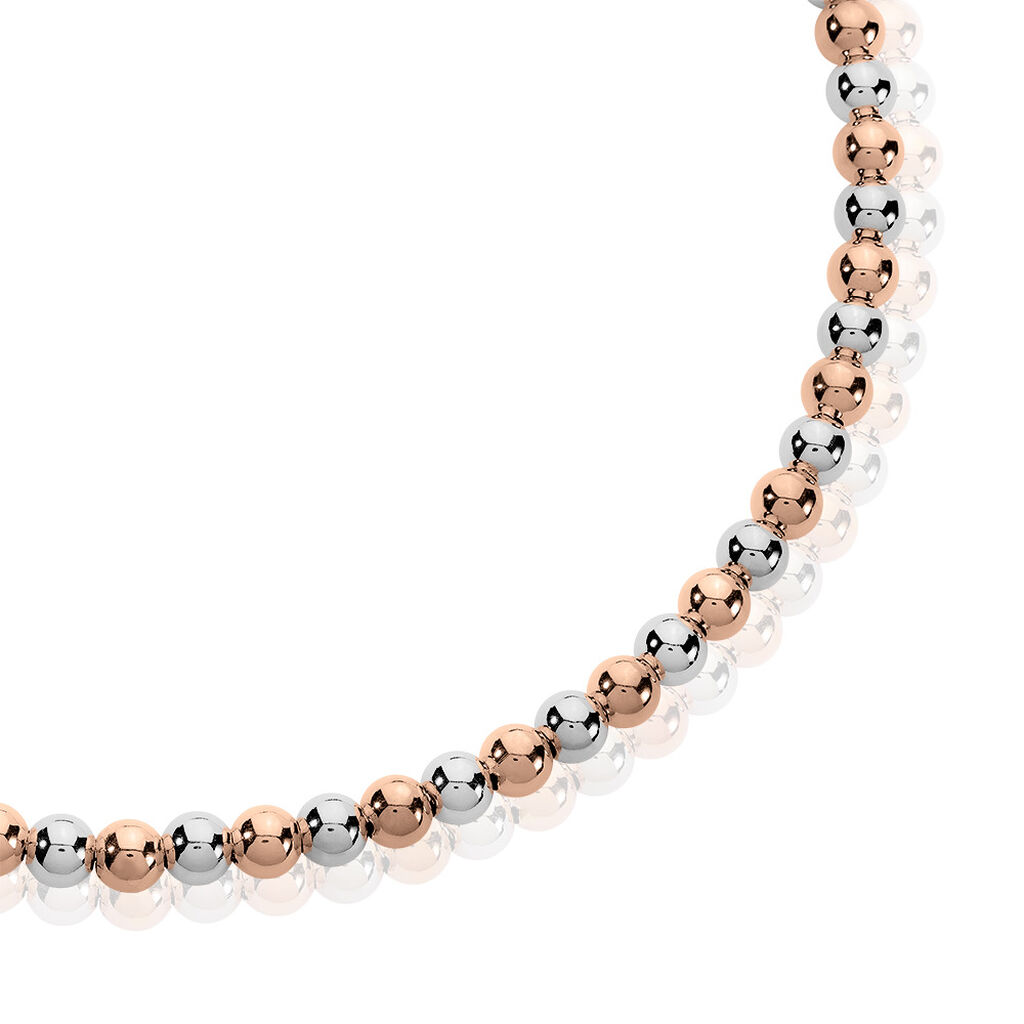 Damen Collier Silber Bicolor Silber/Roségold 925 Geometrisch Zayla 4,5cm 50mm - Halsketten Damen | OROVIVO