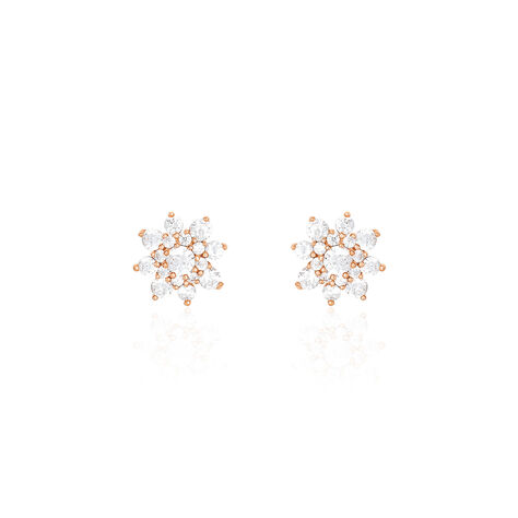 LORRAINE Damen Ohrstecker Silber rosevergoldet 925 Zirkonia Weiß 0,24 ct Blume - Ohrstecker  | OROVIVO