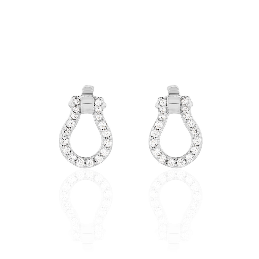 LINNA Damen Ohrstecker Wei&szlig;gold 375 (9 Karat) Zirkonia Wei&szlig; 0,15 ct Tropfen