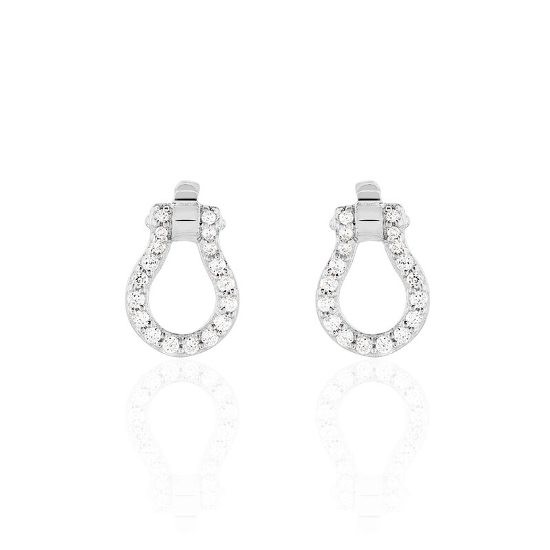 LINNA Damen Ohrstecker Wei&szlig;gold 375 (9 Karat) Zirkonia Wei&szlig; 0,15 ct Tropfen - Ohrstecker Damen | OROVIVO