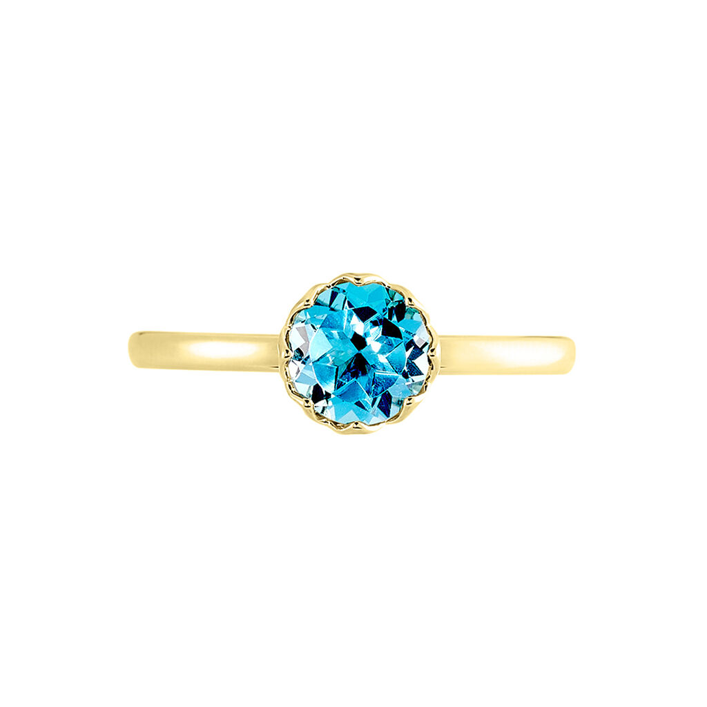 MILY Damen Ring Gold 585 (14 Karat) Topas Blau 1,02 ct